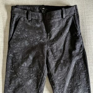 H&M Black Lace Jacquard Dress Pants Side Zipper